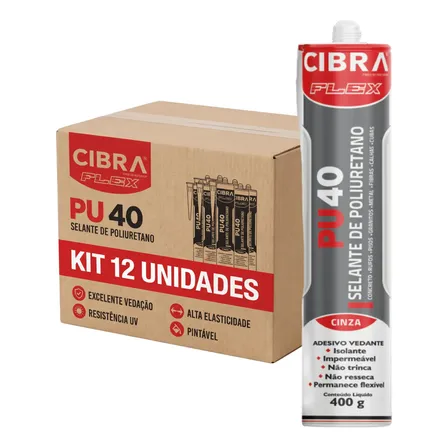 Kit 12 Selante Pu 40 Juntas Cola Poliuretano Vedação Cinza