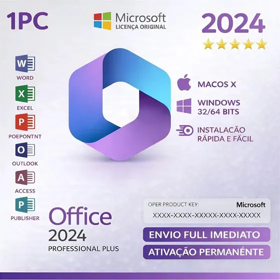 Licença Chave Office 2024 Pro Plus - Original Digital