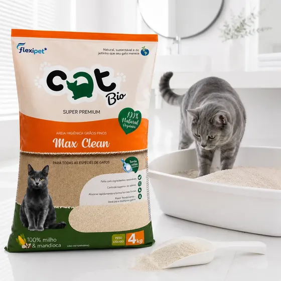 Areia Biodegradável Para Gatos Catbio 4kg Grãos Finos