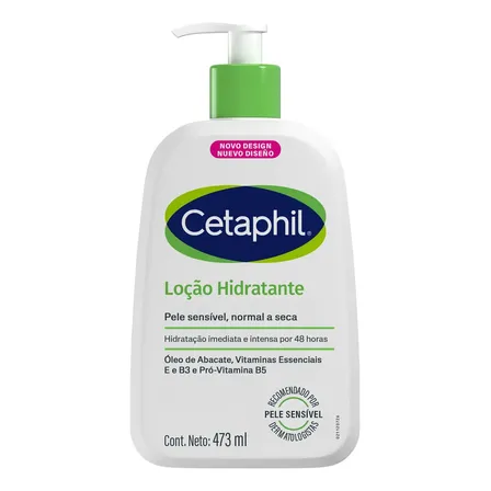 Cetaphil Loção Hidratante Corporal e Facial para Pele Seca e Sensível 473ml - Hidratação por 48h