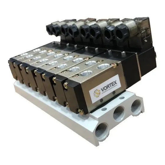 Bloco Manifold Com 06 Válvulas Solenoide 5/2 Vias 1/8 24vcc