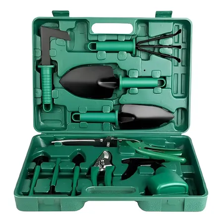 Kit Para Jardinagem Tesoura Poda 10 Peças Com Maleta