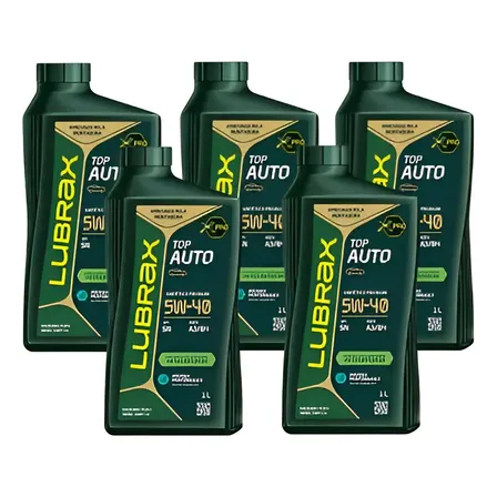 Kit 5 Litros Lubrax Valora 5w-40 Óleo Lubrificante Sintético