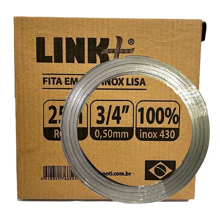 Rolo De Fita Aço Inox 3/4 Polegada Lisa 25 Mts.