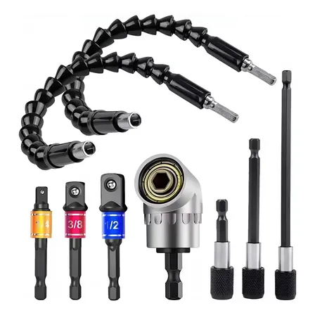 Kit 9 Soquete Universal Adaptador Angular Extensor Flexível