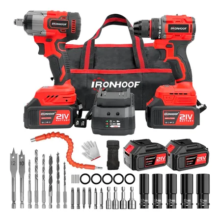 Kit 2 Furadeira E Parafusadeira Chave De Impacto Brushless