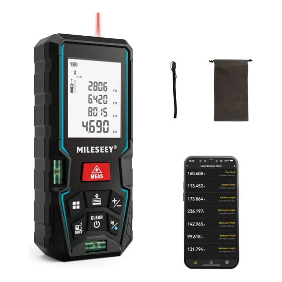 Trena Laser Mileseey D5t 50m Bluetooth Cálculo Área/volume