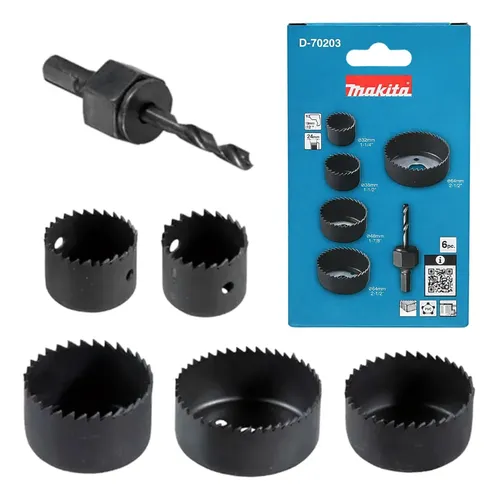Kit Serra Copos + Adaptador 6pçs Makita D-70203 32 A 64mm