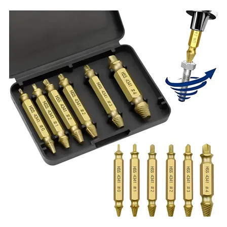 Kit 6 Removedor Extrator Saca Parafuso Quebrado Danificado