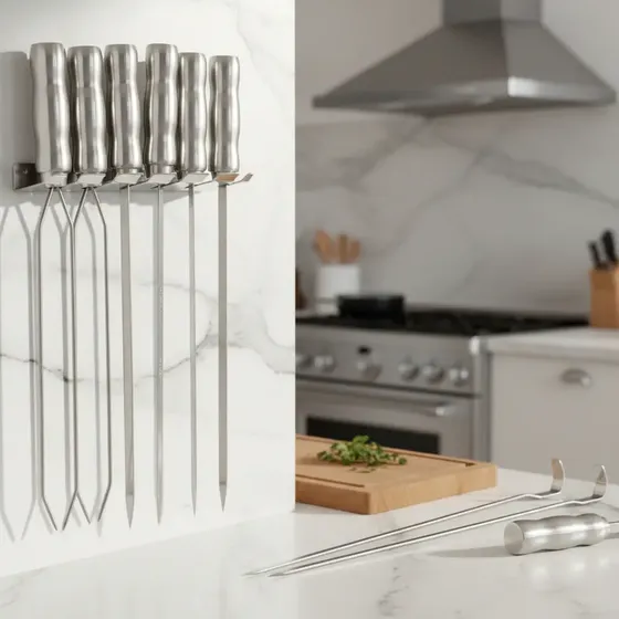 Conjunto De 6 Espetos Para Churrasco Com Cabo De Alumínio