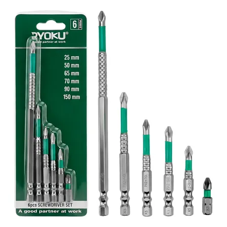 6pcs Ponta Bits Impacto Resistente K5 Ph2 Forte Imantado
