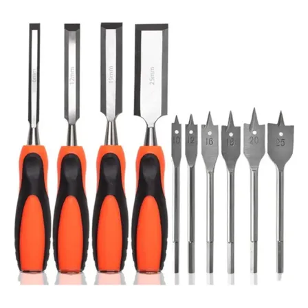 Kit Formão Broca 10 Peças Completo Marceneiro Madeira Corte
