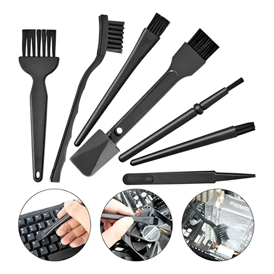 Kit 7 Pincel E Escova Antiestático Esd P/ Limpeza De Placas