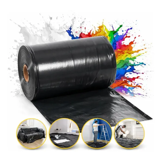 Rolo Lona Plástica Preta Bobina 4x100 Construção E Pintura