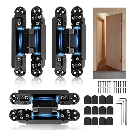 Kit 3 Peças Dobradiça Invisível Oculta 150mm 180° Ajustável
