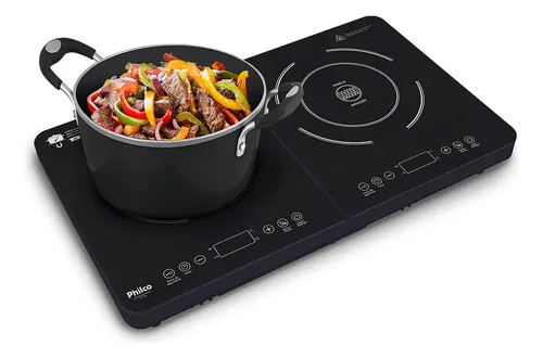 Cooktop Indução Philco Pct20p Portátil 2 Bocas 8 Potencias Cor Preto