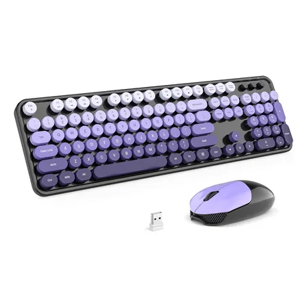 Teclado Knowsqt Sem Fio 2,4g Preto-violeta Usb