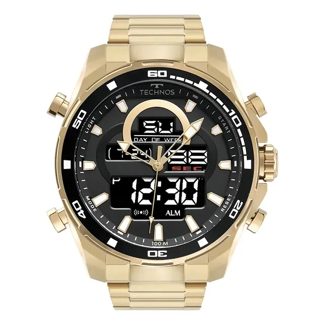 Relógio Technos BJK626AB/1D Masculino Analógico-digital Dourado Com Pulseira de Aço