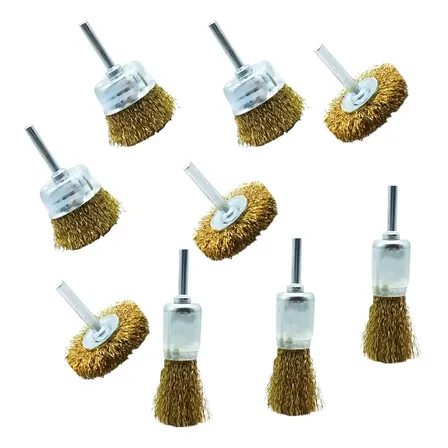 Kit 9 Escovas Aço Circular Furadeira Haste Desbaste 9 Peças