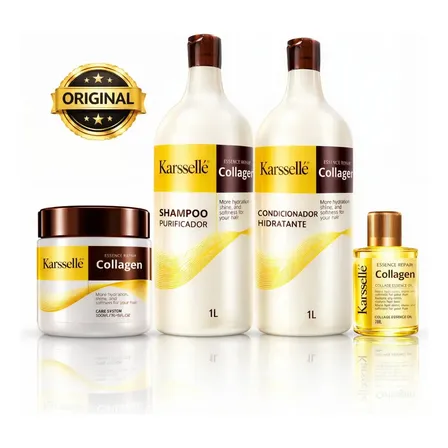 Kit Karssellé Shampoo+cond 1l + Máscara Collag 500g Óleo 7ml