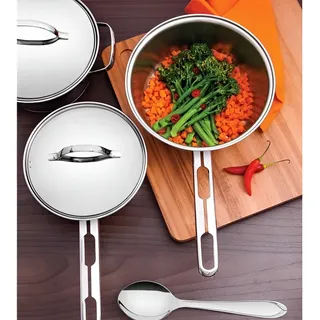Panela Tramontina Allegra Em Aço Inox Com Fundo Triplo 16 Cm 1,5 Litros Cinza