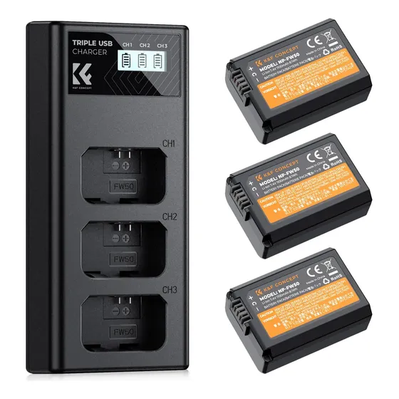 Bateria E Carregador K&f Concept Np-fw50 Para Câmeras Sony