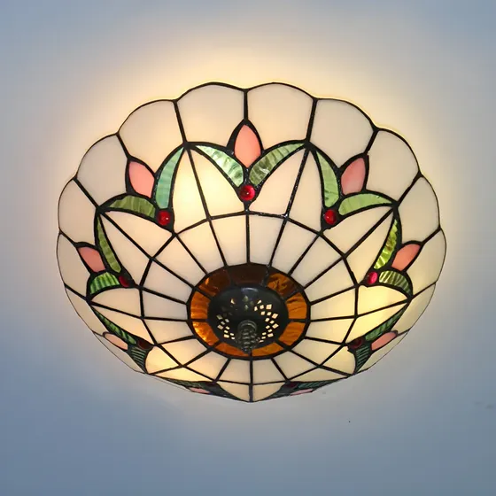 Luminária Pendente De Vitral Tiffany 30cm Verde 127/220v