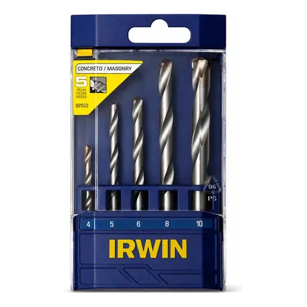 Jogo Brocas Concreto Irwin 891503 5 Peças 4 A 10mm C/ Estojo