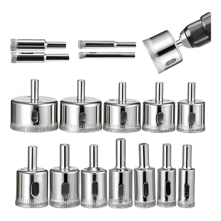 Jogo Com 16 Brocas Diamantadas 6-50mm Vidro Ceramica Piso