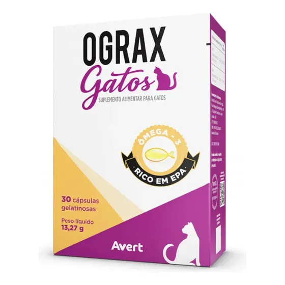 Ograx Gatos Com 30 Capsulas Ômega 3 Ácidos Graxos Essenciais