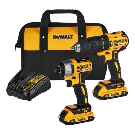Combo Parafusadeira Furadeira De Impacto 13mm + Parafusadeira De Impacto 6,3mm Dewalt Dck276d2 Amarelo