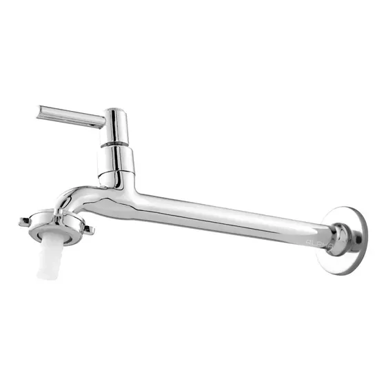 Torneira Tanque/jardim/cozinha Parede Metal 22cm C/bico 1/4v Cor Prateado