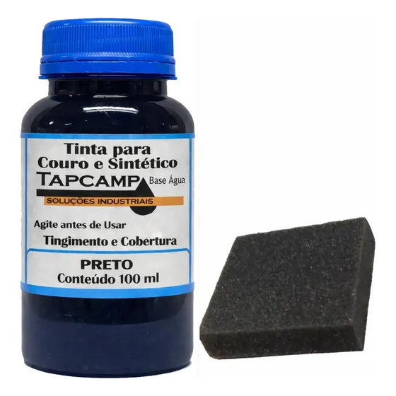Tinta Couro Preto Semi Brilho Restaura Sapato Bota 100ml Preto