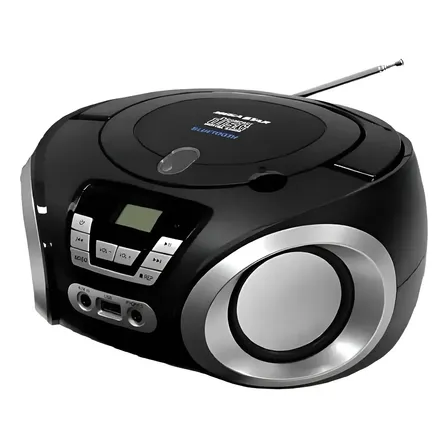 Micro System Megastar Mp-1842BTB Radio Portatil Com Bluetooth Usb Fm Com Entrada Auxiliar In Fone E Toca Cd Preto