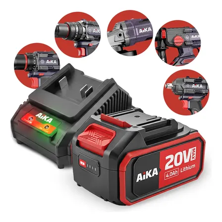 Bateria 20v 4.0ah Carregador 2.0ah Ion Lítion Original Aika
