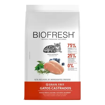 Biofresh Super Premium Natural ração para gatos castrados sabor frango 7.5kg