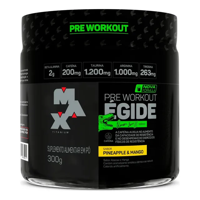 Pre treino Égide Pote 300g Sabor Abacaxi E Manga Suplemento em Pó Max Titanium
