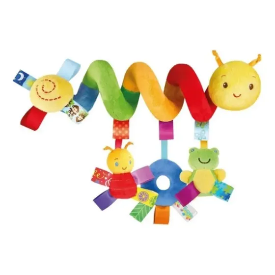 Móbile Centopeia Espiral Bebe Carrinho Com Chocalho Diversao Cor Amarelo