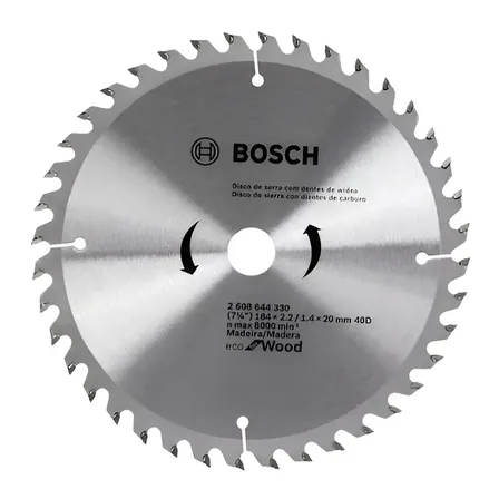 Disco De Serra Circular De Madeira Bosch Eco 184mm Com 40 Dentes Prateado