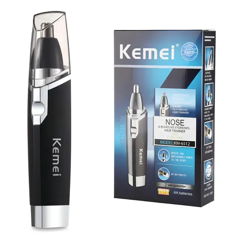 Aparador de Pelos Kemei KM-6512 Nariz Orelha Cores Preto Inox