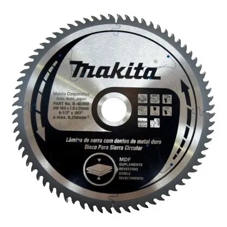Disco De Serra Circular Sp6000 165mm 72d Makita P/ Corte Mdf Cor Prateado