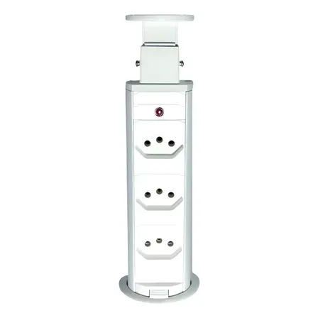 Torre De Tomada Multiplug Retratil Embutir Mesa Ou Bancada Branco