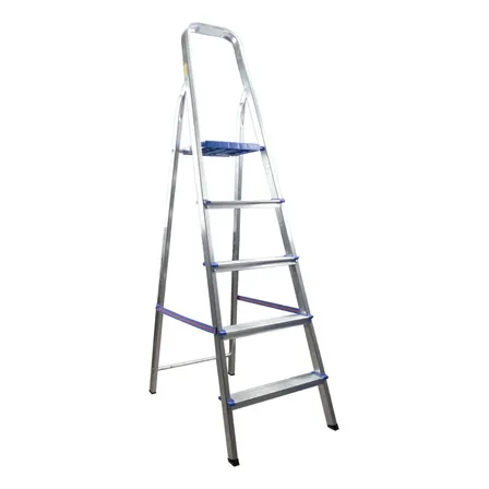 Escada Doméstica Em Aluminio 5 Degraus Real Escadas Cor Prateado Inox