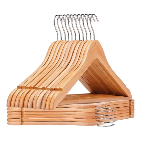 Kit 20 Cabide De Madeira Marfim Organizador Closet Suporte Antiderrapantes Padronização Guarda Roupa