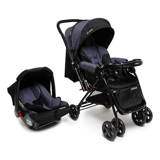 Travel System Duo, Cosco Kids, Reverse, 0 A 15kg, Preto Rajado