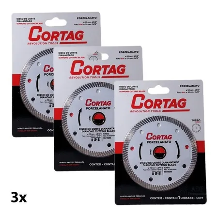 Disco De Corte Diamantado Turbo Fino Porcelanato Cortag 3 Un