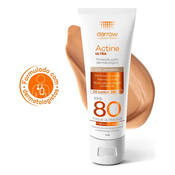 Darrow Actine Ultra Protetor Solar Dermatológico FPS 80 Com Cor 40g