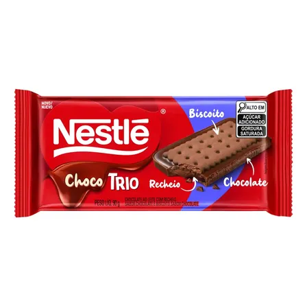 Chocolate Ao Leite Chocolate Com Biscoito Choco Trio 90 G Nestlé