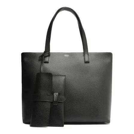 Bolsa Arezzo Shopping Tamanho Grande Lisa Com Carteira Cor Preto Floater Preto Liso Níquel