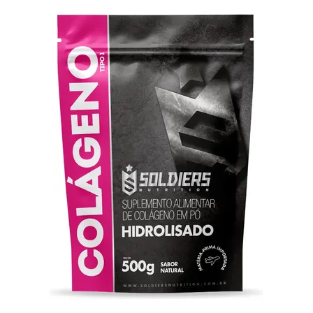 Colágeno Hidrolisado 500g Tipo 1 100% Puro Soldiers Nutrition Pele Articulação